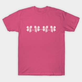 Coquette Aesthetic Pink Bows and Pearls T-Shirt